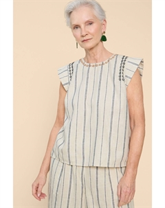 Топ Carla в полоску из смесового льна, бежевый White stuff