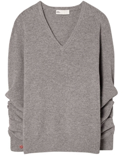Джемпер с V-образным вырезом, серый Tory burch