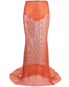 Сетчатая юбка макси с кристаллами, оранжевый Giuseppe di morabito