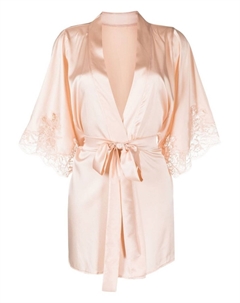 Шелковый халат с кружевом, розовый Fleur of england