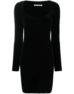 Платье мини с U-образным вырезом и вышитым логотипом, черный Alexander wang