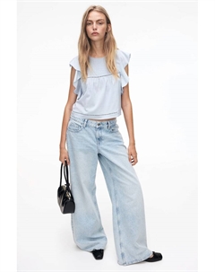 Блузка с воланами на рукавах, голубой H&m