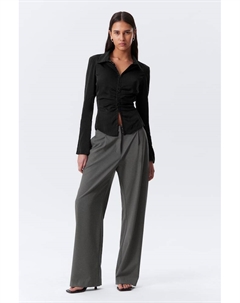 Свободные брюки со складками средней посадки, серый Weekday