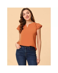 Женская повседневная блузка с V-образным вырезом и рукавами-крылышками, белый Allegra k