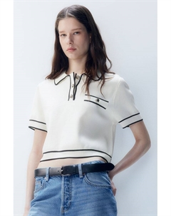 Вязаная рубашка с воротником, белый H&m