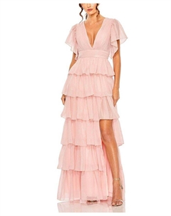 Платье с рукавами-крылышками и оборками, розовый Mac duggal