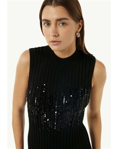 Платье-футляр MIT STEHKRAGEN UND PAILLETTEN, черный Comma casual identity