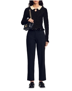 Топ из бархата с присборенной структурой Dupont, черный Sandro