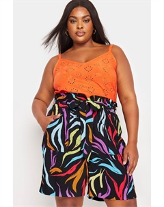 Тканые шорты на талии из бумажного пакета, черный Yours