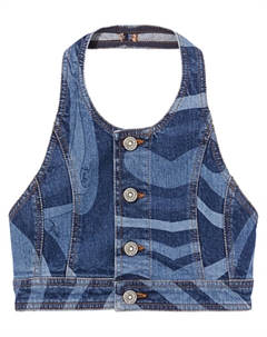 Укороченный джинсовый топ с принтом Marmo, синий Pucci