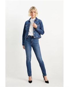 Узкие джинсы с высокой талией, лайкра, синий C&a