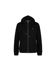 Толстовка женская - REGULAR SHIELD ZIP HOODIE, куртка с капюшоном, логотип, черный Gant