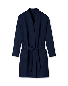 Халат вафельный пике - натуральный хлопок, темно-синий Schiesser