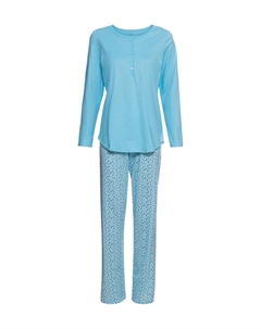 Специальная хлопковая пижама Henley для женщин, цвет Blue Topaz Calida