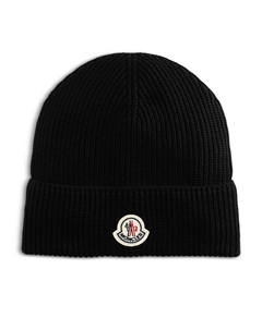 Хлопковая вязаная шапка в рубчик, черный Moncler