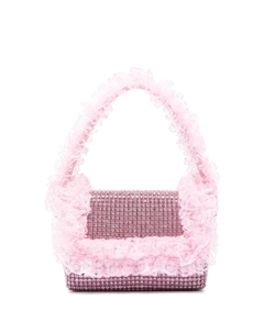 Сумка на плечо с кристаллами и кружевом, розовый Self-portrait