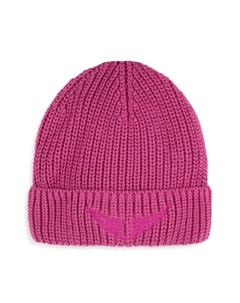 Шапка-бини в рубчик с вышитым логотипом Kids, розовый Zadig&voltaire