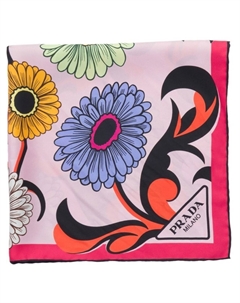 Шелковый платок с цветочным принтом, розовый Prada