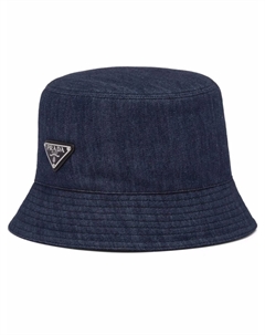 Джинсовая панама с логотипом, синий Prada