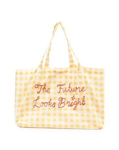 Клетчатая сумка-тоут с вышивкой, желтый Mini rodini
