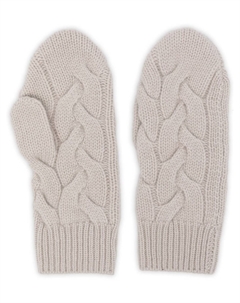 Кашемировые перчатки-митенки фактурной вязки, белый N.peal