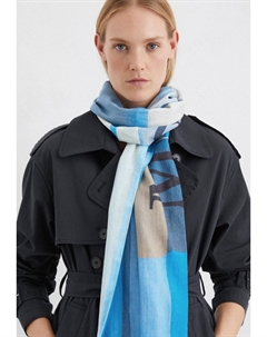 Шарф LOGO MIT ALLOVER-PRINT, синий Marc o'polo