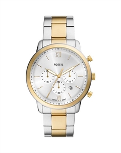 Часы Neutra Chronograph из двухцветной нержавеющей стали, 44 мм, серебряный Fossil