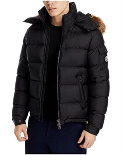 Пуховик Mayaf с отделкой из искусственного меха и капюшоном, цвет Black Moncler