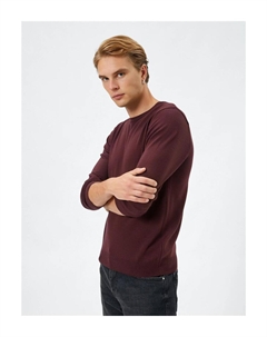 Базовый трикотаж Свитер с круглым вырезом, приталенный крой, с длинными рукавами, золотой Koton