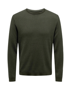 Вязаный свитер LEGERER FEIN GEPUNKTETER LONGSLEEVE, цвет grün Only & sons