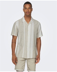 Мужская льняная рубашка с коротким рукавом Only & sons