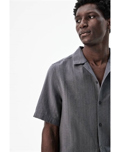 Повседневная рубашка из льняной ткани, стандартного кроя, серый H&m