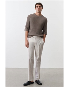 Элегантные брюки из льняной ткани классического кроя, бежевый H&m