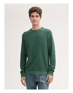 Джемпер STRUKTURIERTER RUNDHALS, темно-зеленый Tom tailor