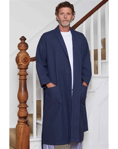 Халат темно-синего цвета с вафельной фактурой, синий Savile row company