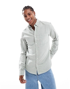 Рубашка оксфорд узкого кроя на пуговицах зеленого цвета Only & sons