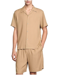 Рубашка с воротником-стойкой «Акула», коричневый/бежевый Sandro