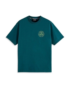 Футболка свободного кроя с рисунком спереди и сзади, зеленый Scotch&soda