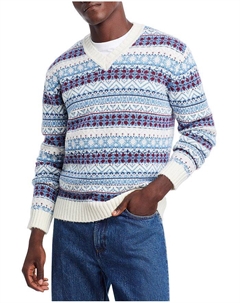 Sissoh шерстяной смесовый свитер с узором Fair Isle свободного кроя с V-образным вырезом, мультиколор Hugo