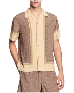 Рубашка с короткими рукавами и узором, коричневый/бежевый Sandro