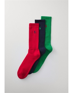 Носки CREW SOCK 3 PACK, темно-зеленый Polo ralph lauren
