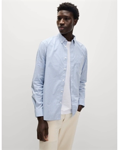 Рубашка Оксфорд в клетку с высоким содержанием хлопка, бледно-голубой Marks & spencer