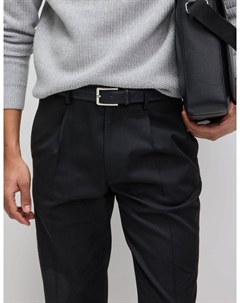 Брюки с одинарной складкой, облегающие фигуру, черный Marks & spencer