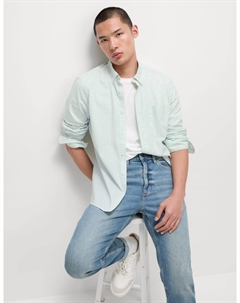 Рубашка Оксфорд в клетку с высоким содержанием хлопка, бледно-зеленый Marks & spencer