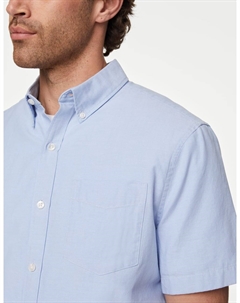 Рубашка Oxford с высоким содержанием хлопка, легкая в уходе, белый Marks & spencer