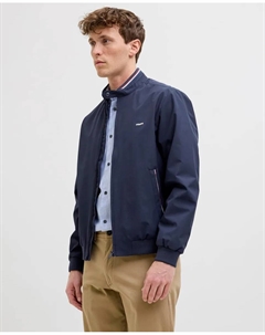 Мужская однотонная куртка-бомбер с карманами и мужской застежкой-молнией, синий Jack & jones