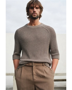 Свитер с короткими рукавами, прямого кроя., серый H&m