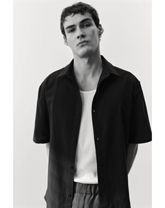 Рубашка со структурой, прямого кроя, черный H&m