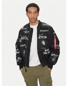 Куртка-Бомбер стандартный крой MA-1 Peace 156136, черный Alpha industries