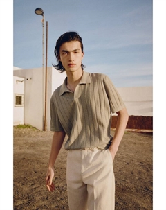 Рубашка-Поло прямого кроя из льняной смеси, зеленый H&m